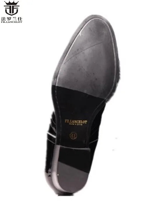 FR.LANCELOT 2020 European station chelsea boots pointed toe black leather boots men riding boots low heel motorcycle