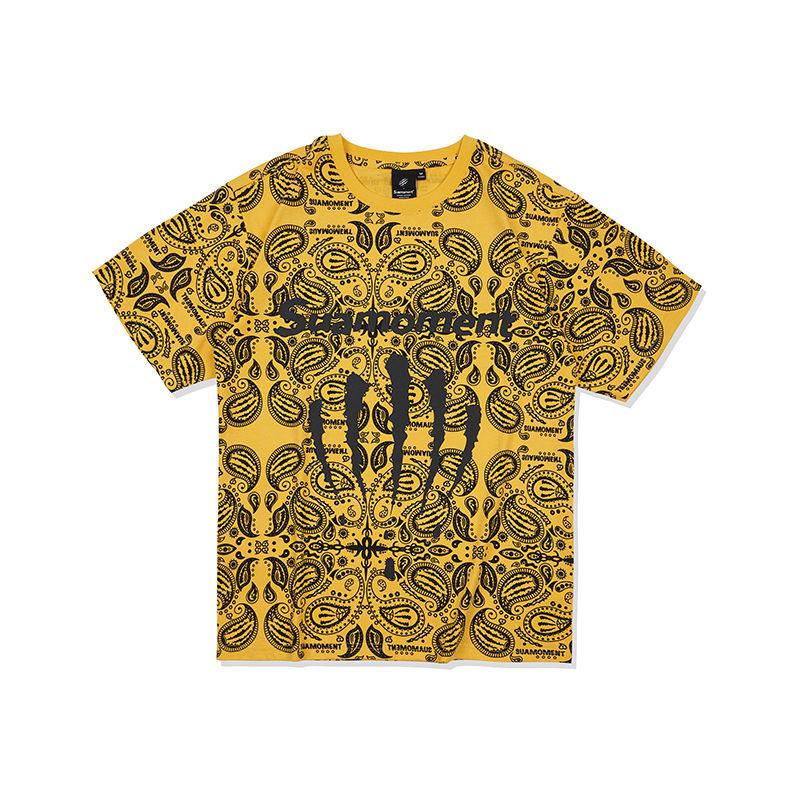 Graffiti Blood Claw Scratch Paisley Full Print Short Sleeve T-shirt Men's Summer Loose Couple Half Sleeve Tee