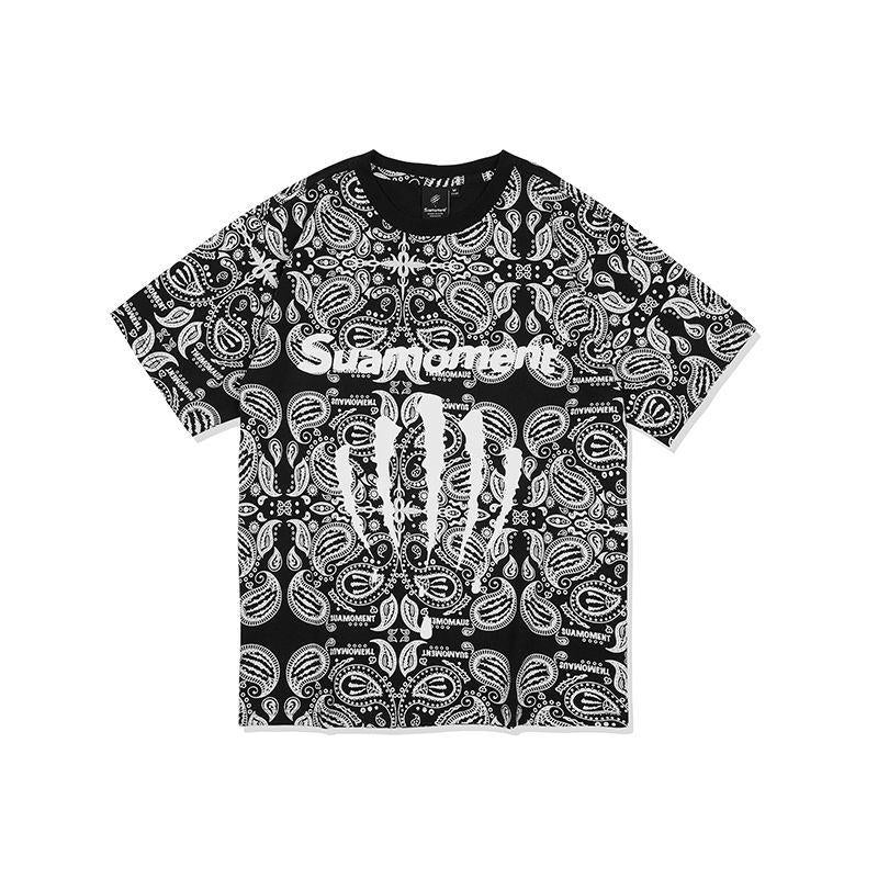 Graffiti Blood Claw Scratch Paisley Full Print Short Sleeve T-shirt Men's Summer Loose Couple Half Sleeve Tee