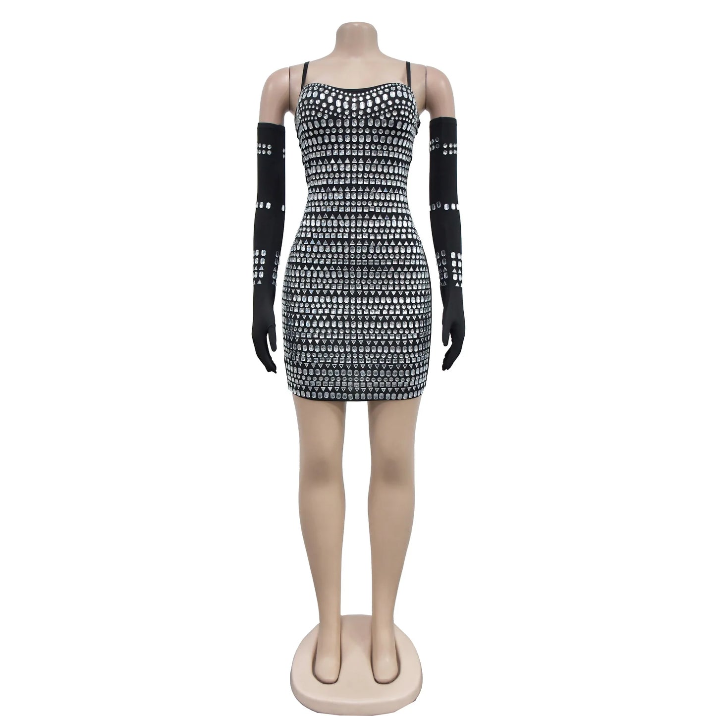 Rhinestone Black Mini Dress Lady Sexy Party Bodycon Evening Dresses Women Summer Elegant Luxury Birthday Short Club Wear Dresses