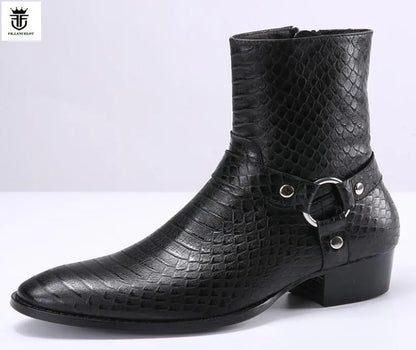 FR.LANCELOT 2020 new Chelsea boots men real leather boots British Style snake print Leather ankle booties high zip up men boots