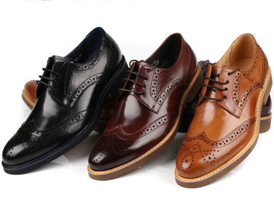 Fashion Brown Tan / Black / Brown Dress Shoes Mens Business Shoes Genuine Leather Wedding Shoes Male Oxfords Social Shoes