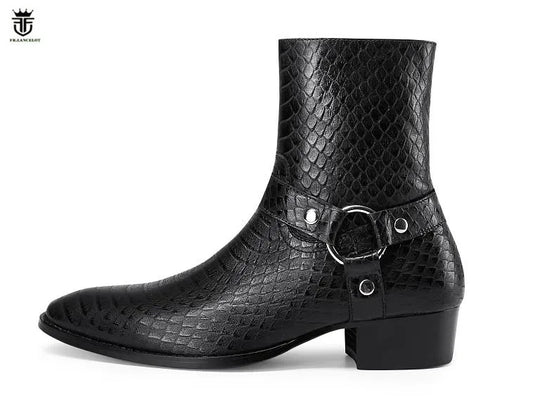 FR.LANCELOT 2020 new Chelsea boots men real leather boots British Style snake print Leather ankle booties high zip up men boots