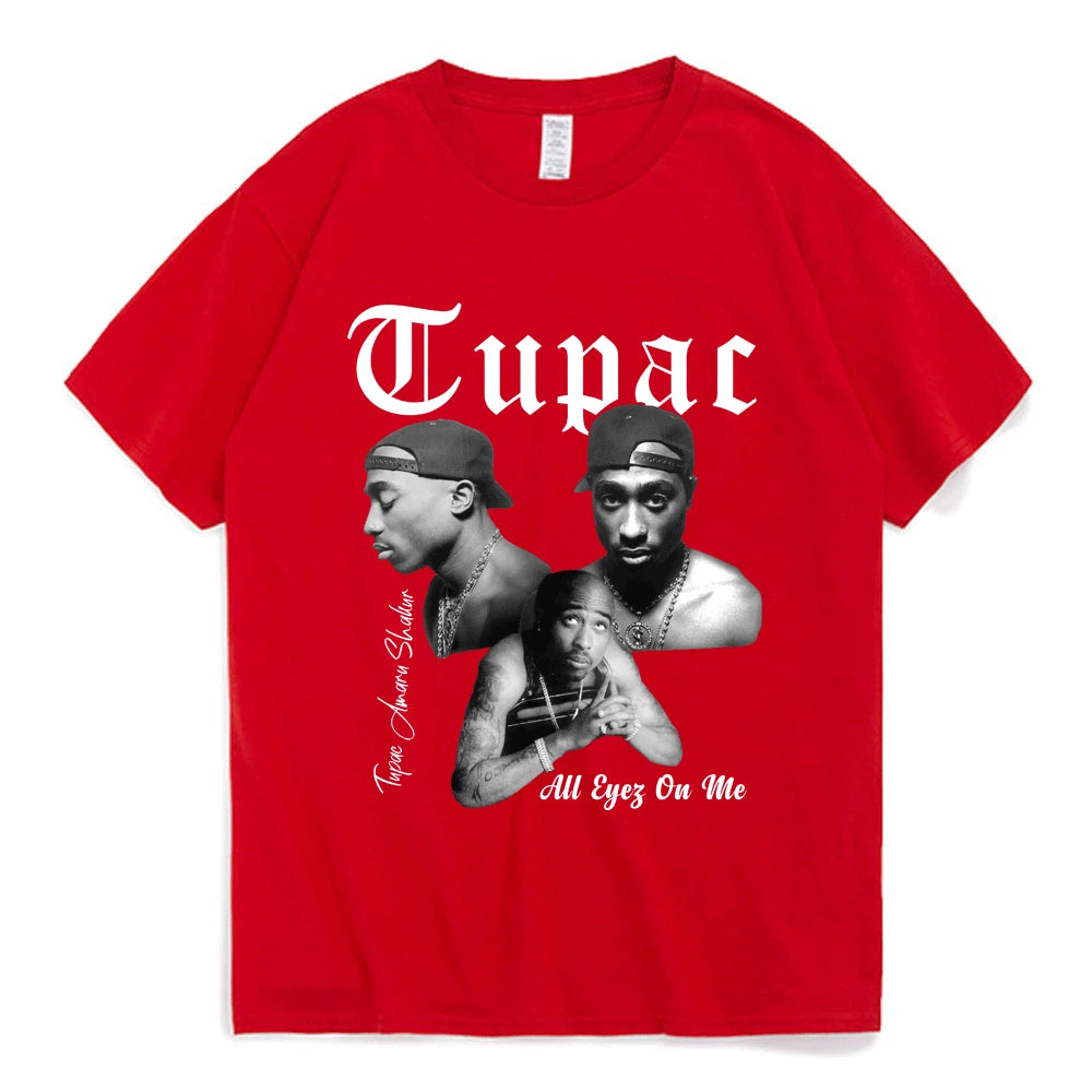 Rapper Tupac 2pac Graphic T Shirt Fashion High Quality Short Sleeves T-shirts Oversized Hip Hop Streetwear Men's Cotton T-shirt