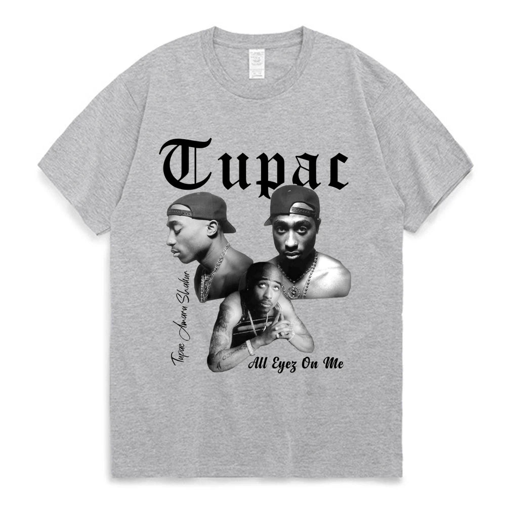 Rapper Tupac 2pac Graphic T Shirt Fashion High Quality Short Sleeves T-shirts Oversized Hip Hop Streetwear Men's Cotton T-shirt