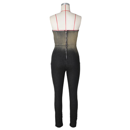 Changing Color Women Rompers Off Shoulder High Waist Skinny Jumpsuits 2024 Summer New Popular Sexy Night Club Party One Piece