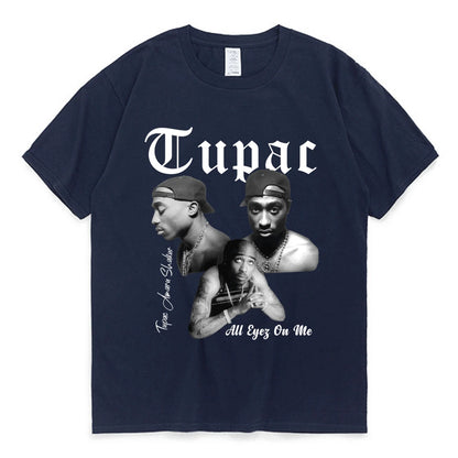 Rapper Tupac 2pac Graphic T Shirt Fashion High Quality Short Sleeves T-shirts Oversized Hip Hop Streetwear Men's Cotton T-shirt