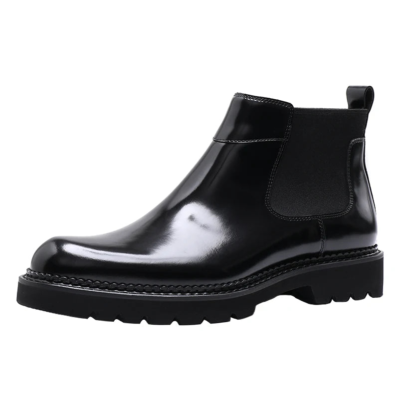 Autumn New Leather Men's Boots British Style Platform Casual High-top Chelsea Boots Formal Men's Shoes