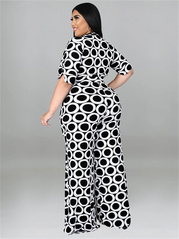 Wmstar Plus Size Women Jumpsuit Summer Clothes Printed V Neck with Belt Urban Leisure Bodysuit New 2022 Wholesale Dropshipping