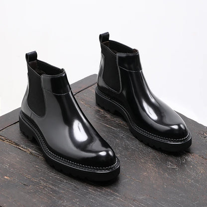 Autumn New Leather Men's Boots British Style Platform Casual High-top Chelsea Boots Formal Men's Shoes