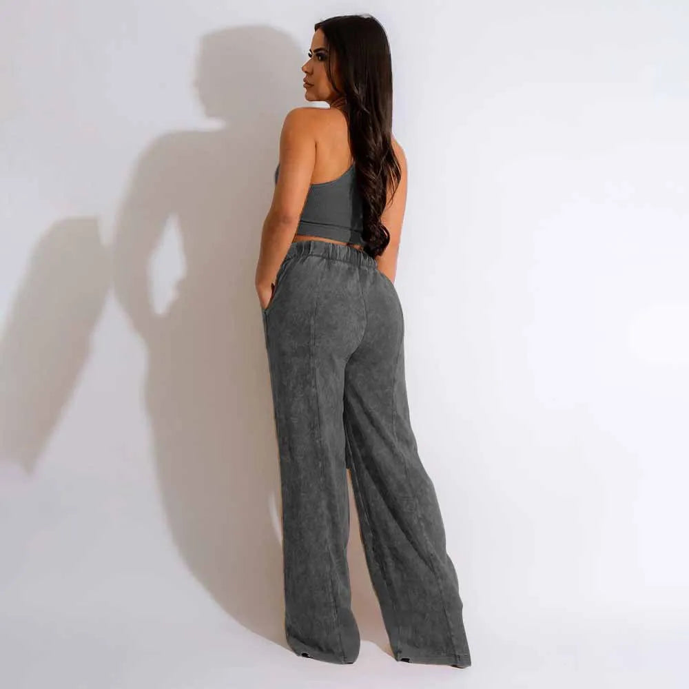 Sexy Ladies 2 Piece Set Outfits Long Pant Trousers 2023 Women Summer Clothing Elegant Casual Crop Tops T Shirts Two Piece Sets