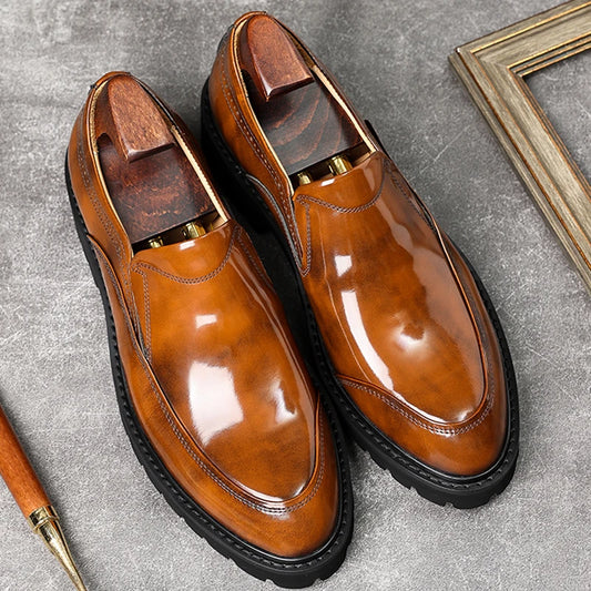 Luxury Chunky Loafers For Men Genuine Leather Slip On Classic Dress Shoe Black Brown Formal Summer Oxford Shoes For Men Platform