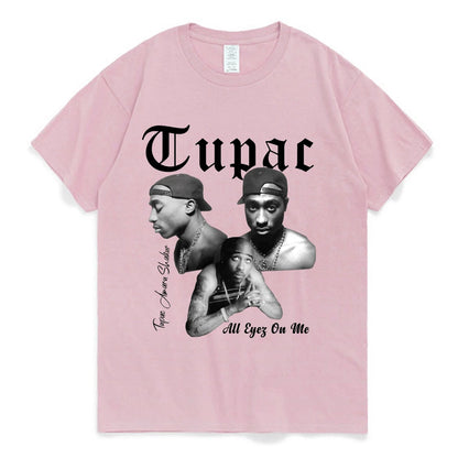 Rapper Tupac 2pac Graphic T Shirt Fashion High Quality Short Sleeves T-shirts Oversized Hip Hop Streetwear Men's Cotton T-shirt