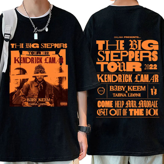 Rapper Kendrick Lamar T-shirts Music Album Mr Morale & The Big Steppers 2022 Tour Double Sided Print T Shirt Hip Hop Streetwear