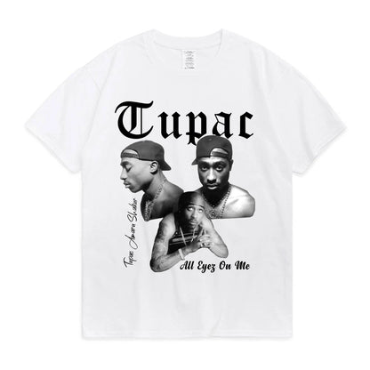 Rapper Tupac 2pac Graphic T Shirt Fashion High Quality Short Sleeves T-shirts Oversized Hip Hop Streetwear Men's Cotton T-shirt