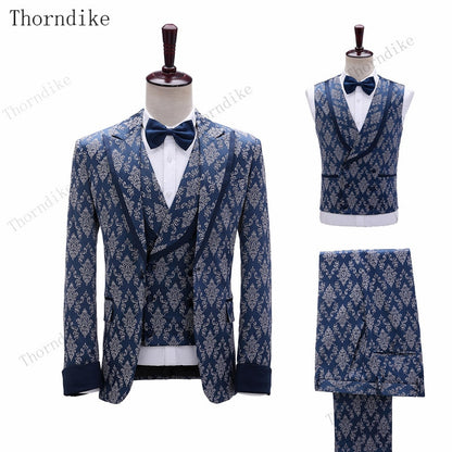 Thorndike 2020 New Fashion Party Costumes Mens Wedding Jacket Singer 3-Piece Suit Blazer Hombre Male Evening Masculin