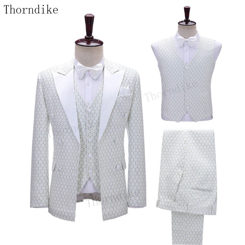 Thorndike 2020 New Fashion Party Costumes Mens Wedding Jacket Singer 3-Piece Suit Blazer Hombre Male Evening Masculin