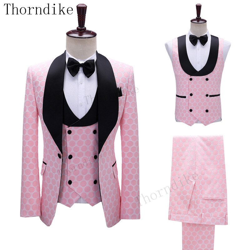 Thorndike 2020 New Fashion Party Costumes Mens Wedding Jacket Singer 3-Piece Suit Blazer Hombre Male Evening Masculin