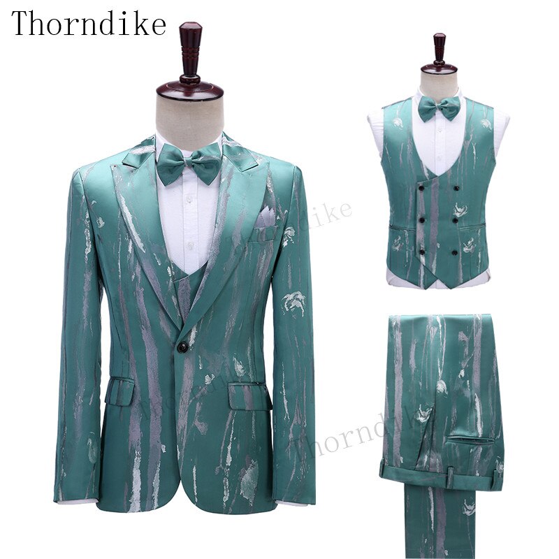 Thorndike 2020 New Fashion Party Costumes Mens Wedding Jacket Singer 3-Piece Suit Blazer Hombre Male Evening Masculin