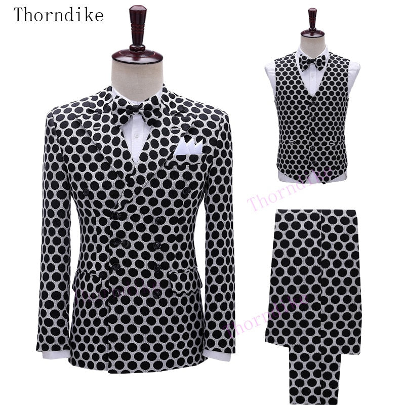 Thorndike 2020 New Fashion Party Costumes Mens Wedding Jacket Singer 3-Piece Suit Blazer Hombre Male Evening Masculin