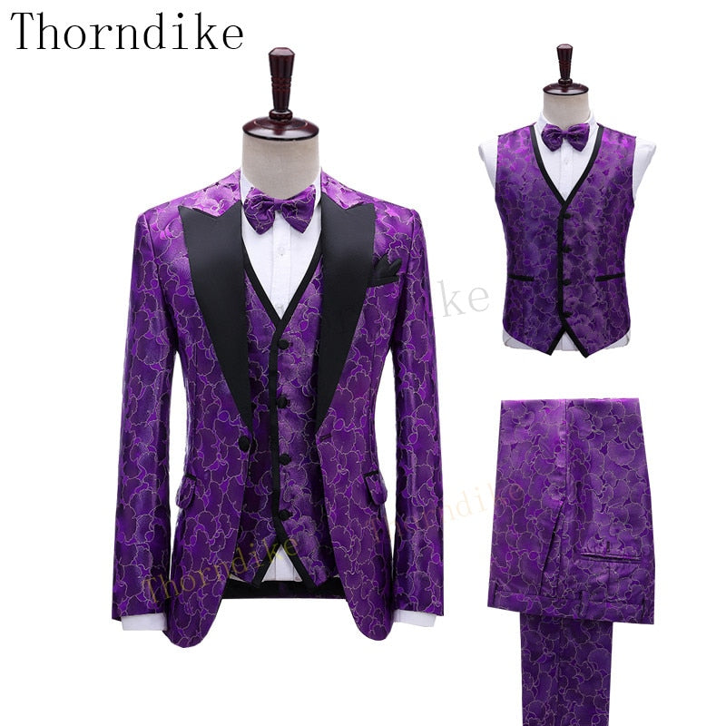 Thorndike 2020 New Fashion Party Costumes Mens Wedding Jacket Singer 3-Piece Suit Blazer Hombre Male Evening Masculin