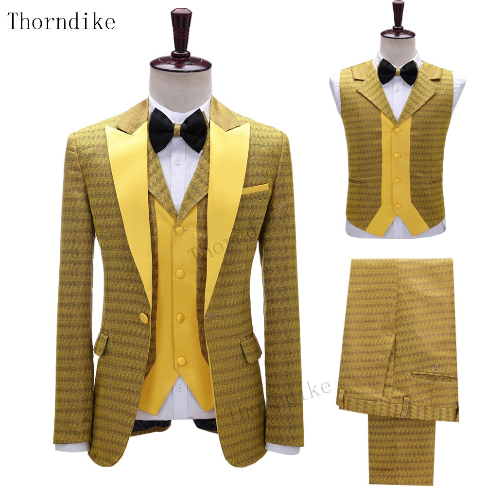 Thorndike 2020 New Fashion Party Costumes Mens Wedding Jacket Singer 3-Piece Suit Blazer Hombre Male Evening Masculin