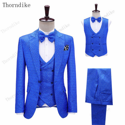 Thorndike 2020 New Fashion Party Costumes Mens Wedding Jacket Singer 3-Piece Suit Blazer Hombre Male Evening Masculin