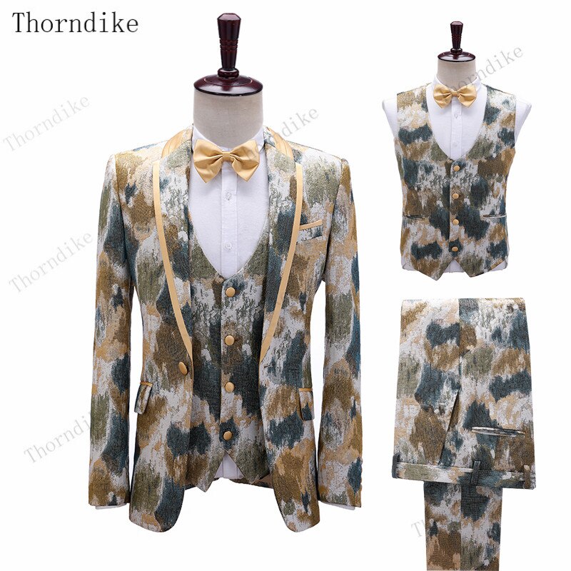 Thorndike 2020 New Fashion Party Costumes Mens Wedding Jacket Singer 3-Piece Suit Blazer Hombre Male Evening Masculin