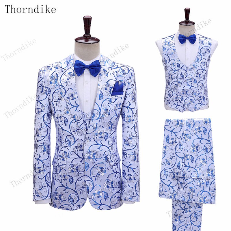 Thorndike 2020 New Fashion Party Costumes Mens Wedding Jacket Singer 3-Piece Suit Blazer Hombre Male Evening Masculin