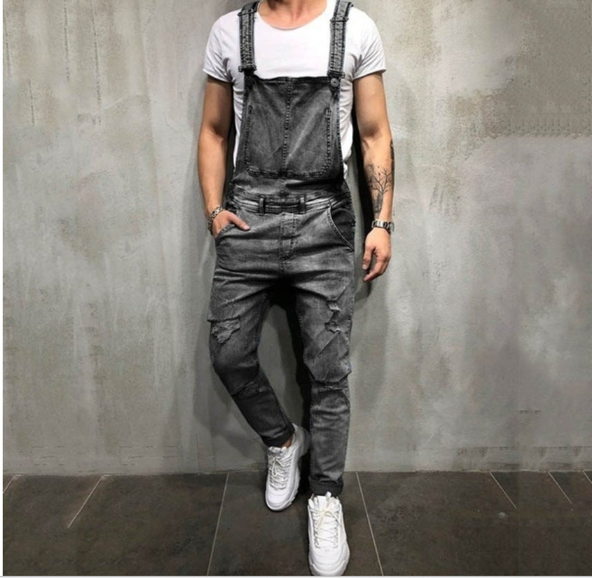 Fashion Men's Suspenders Jeans Trend Trousers Sling Jeans Men's Fashion