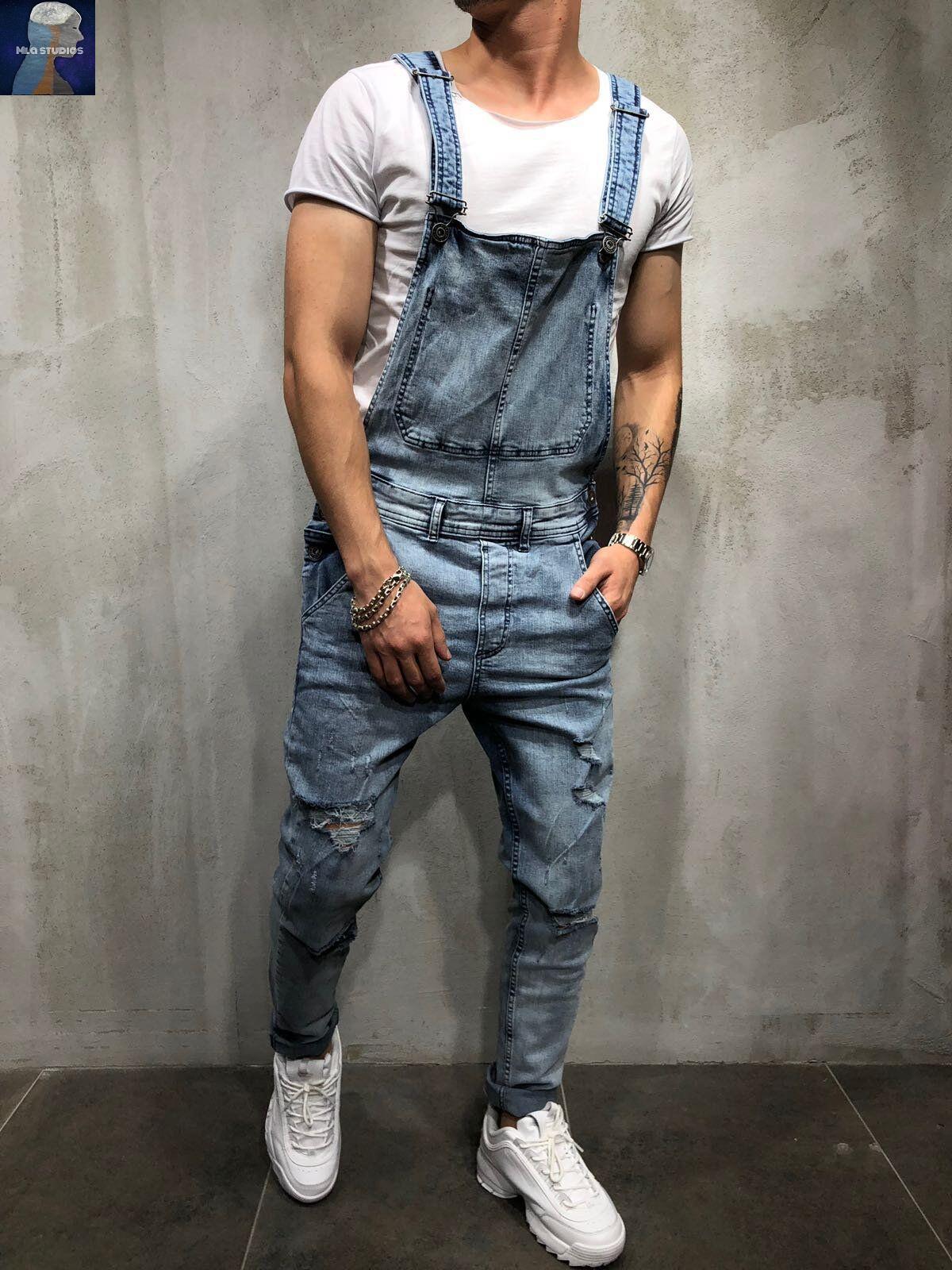 Fashion Men's Suspenders Jeans Trend Trousers Sling Jeans Men's Fashion