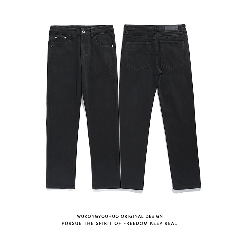 Wukong Stock Pure Color All-Matching Hip-Hop Street Jeans