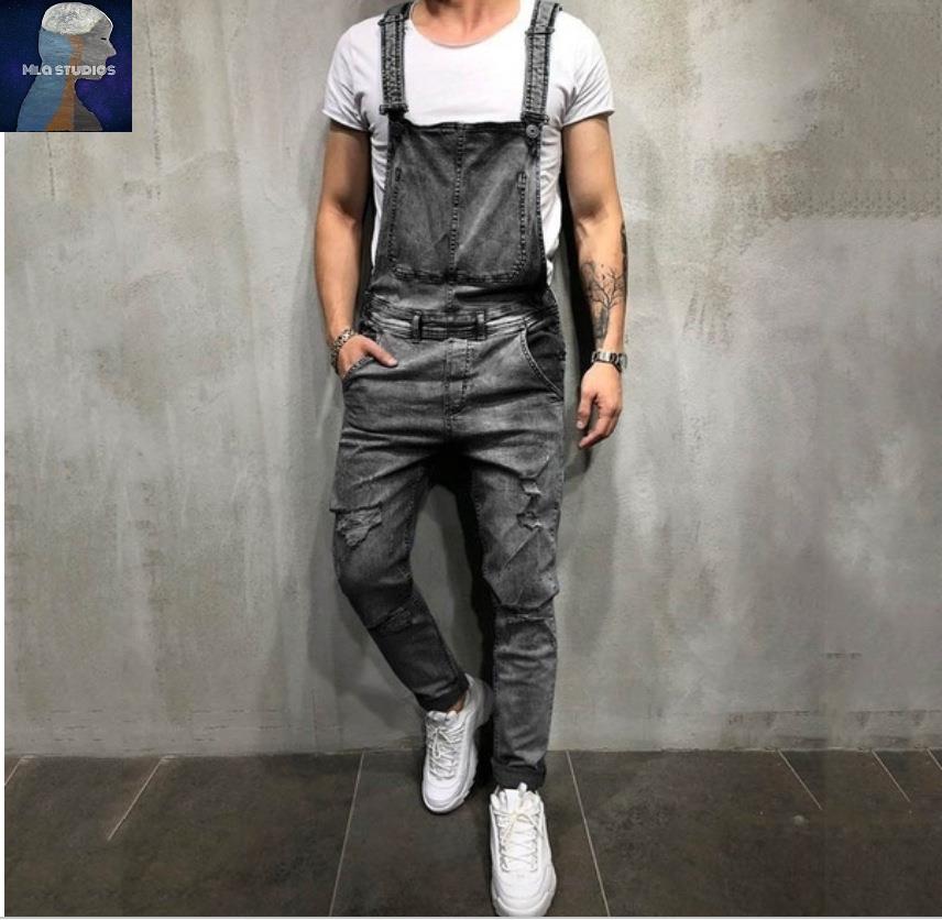 Fashion Men's Suspenders Jeans Trend Trousers Sling Jeans Men's Fashion