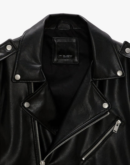 Fall 22 Men&#39;s Black High Quality Pu Leather Locomotive Jacket Zip Jacket Men&#39;s