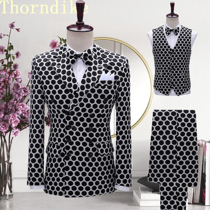 Thorndike 2020 New Fashion Party Costumes Mens Wedding Jacket Singer 3-Piece Suit Blazer Hombre Male Evening Masculin