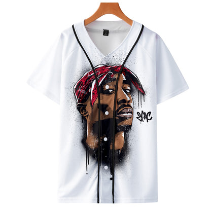 Men Women 3D Print Tupac 2pac T-shirt Short sleeve O-Neck Baseball shirt Hip Hop Swag harajuku Streetwear Design Baseball Jersey