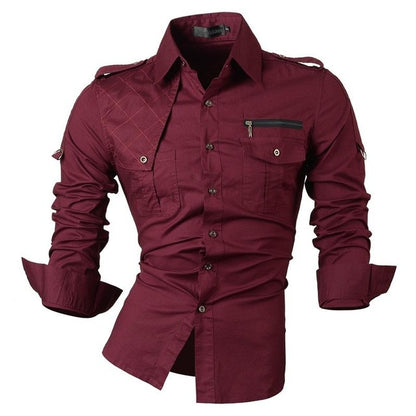 Jeansian Men's Casual Dress Shirts Fashion Desinger Stylish Long Sleeve Slim Fit 8371 ArmyGreen