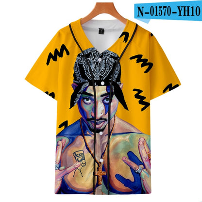 Men Women 3D Print Tupac 2pac T-shirt Short sleeve O-Neck Baseball shirt Hip Hop Swag harajuku Streetwear Design Baseball Jersey