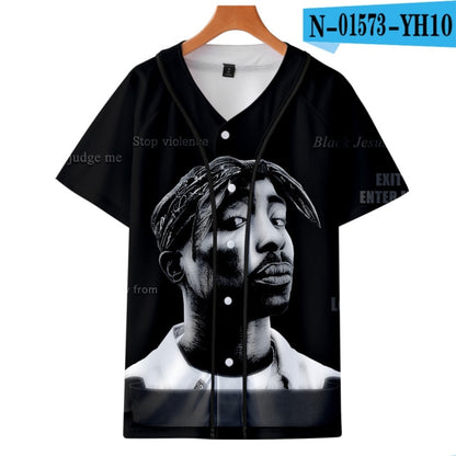 Men Women 3D Print Tupac 2pac T-shirt Short sleeve O-Neck Baseball shirt Hip Hop Swag harajuku Streetwear Design Baseball Jersey