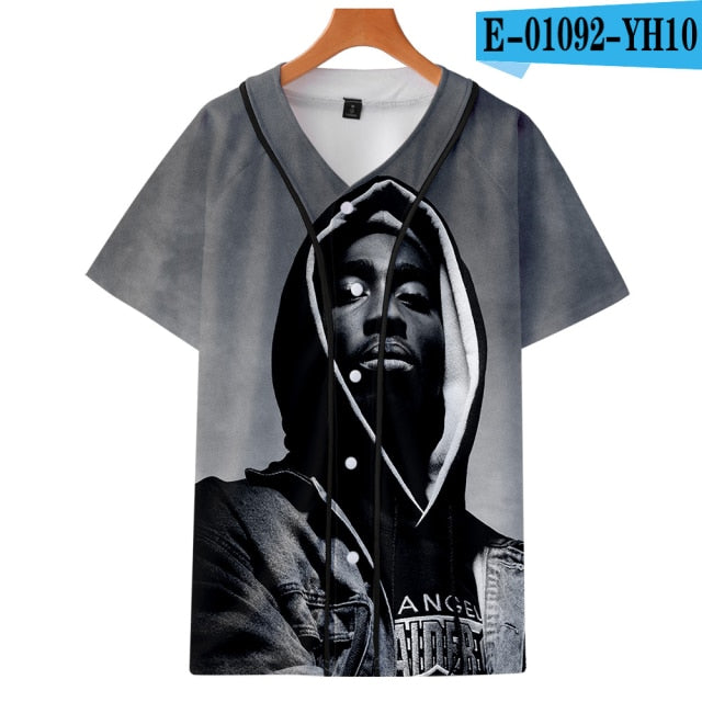 Men Women 3D Print Tupac 2pac T-shirt Short sleeve O-Neck Baseball shirt Hip Hop Swag harajuku Streetwear Design Baseball Jersey