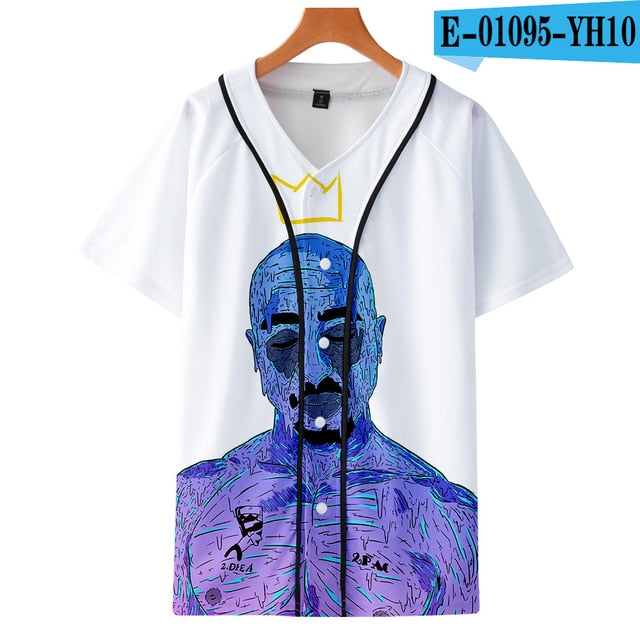 Men Women 3D Print Tupac 2pac T-shirt Short sleeve O-Neck Baseball shirt Hip Hop Swag harajuku Streetwear Design Baseball Jersey