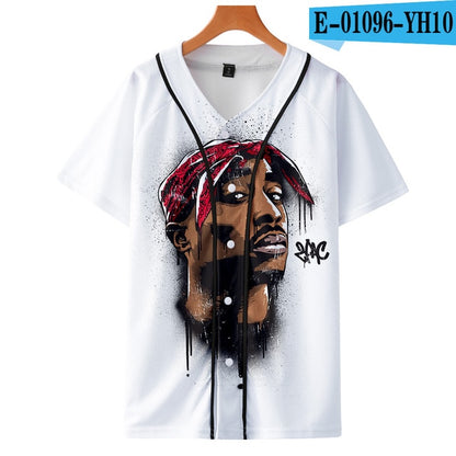 Men Women 3D Print Tupac 2pac T-shirt Short sleeve O-Neck Baseball shirt Hip Hop Swag harajuku Streetwear Design Baseball Jersey