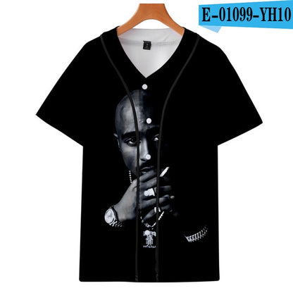 Men Women 3D Print Tupac 2pac T-shirt Short sleeve O-Neck Baseball shirt Hip Hop Swag harajuku Streetwear Design Baseball Jersey