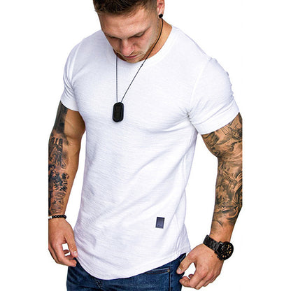 T-shirt Slim Fit O-neck Short Sleeve Muscle Fitness  Basic T-shirt Large Size