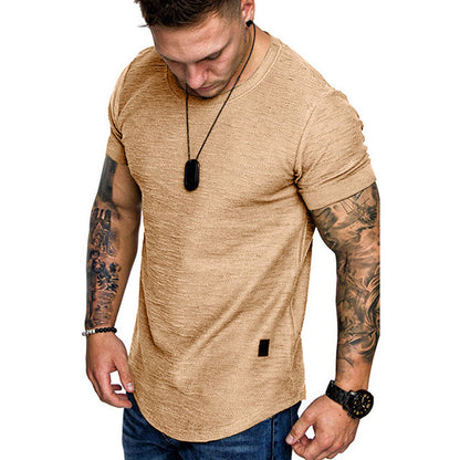 T-shirt Slim Fit O-neck Short Sleeve Muscle Fitness  Basic T-shirt Large Size