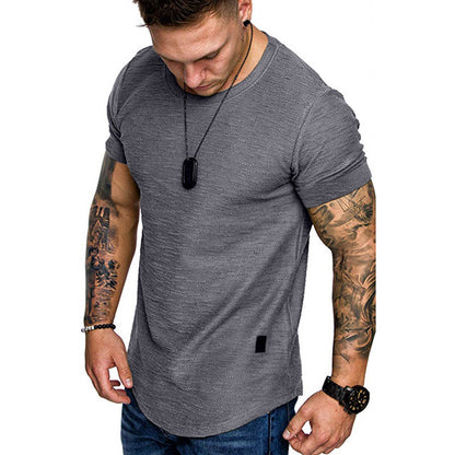 T-shirt Slim Fit O-neck Short Sleeve Muscle Fitness  Basic T-shirt Large Size