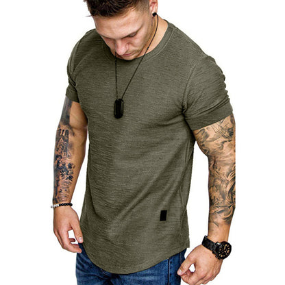 T-shirt Slim Fit O-neck Short Sleeve Muscle Fitness  Basic T-shirt Large Size