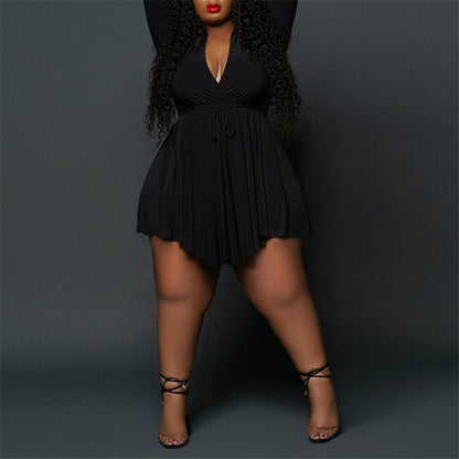 Plus Size Women Clothing Sizes Dresses with Lace Up V Neck Long Sleeve Dress Sexy Bodycon Mini Dress Dropshipping Wholesale