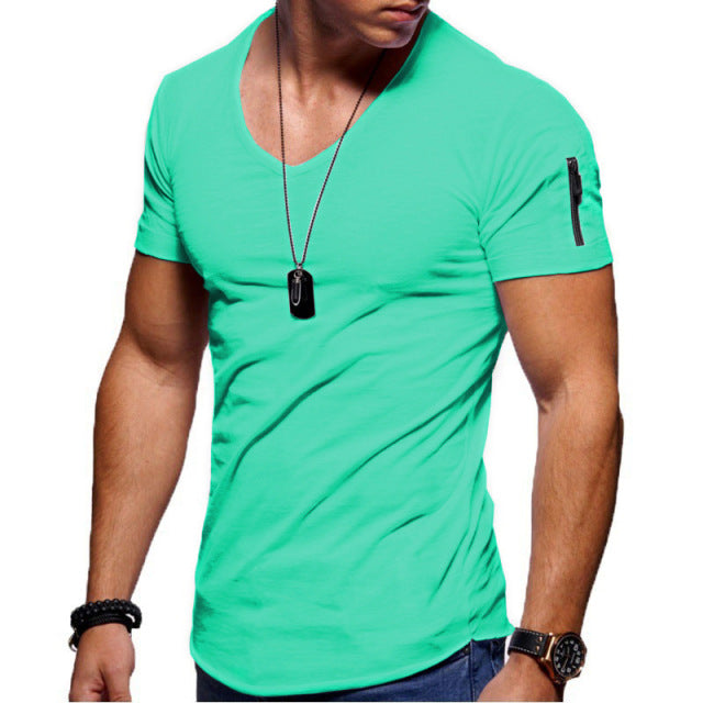 V-neck Fitness Bodybuilding T-shirt