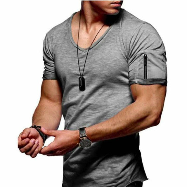 V-neck Fitness Bodybuilding T-shirt